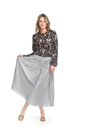 PS-15913 - Satin Pleated Skirt - Colors: Black, Silver - Available Sizes:XS-XXL - Catalog Page:60 